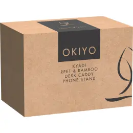 Okiyo Kyadi Recycled PET & Bamboo Desk Caddy Phone Stand Gift Box